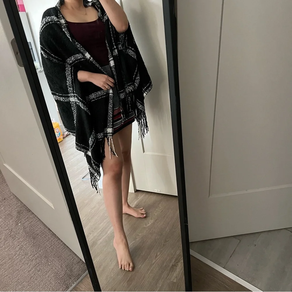 boutique fringe plaid wrap one size new July sale